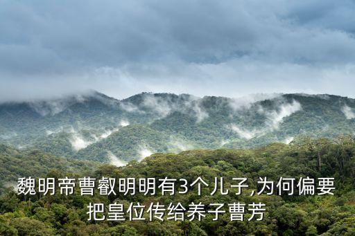 魏明帝曹叡明明有3個兒子,為何偏要把皇位傳給養子曹芳