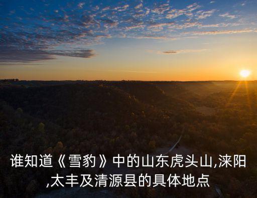 誰知道《雪豹》中的山東虎頭山,淶陽,太豐及清源縣的具體地點