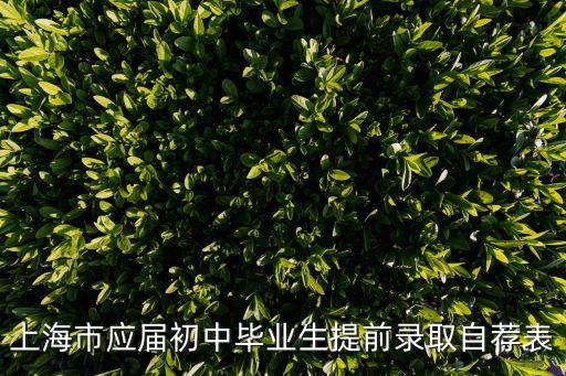 上海市中考自薦表樣子，關于上海今年中考的自薦表