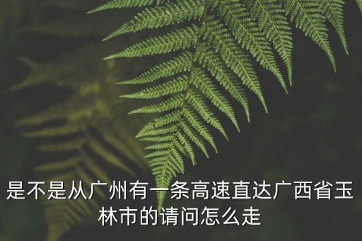 廣州到玉林有什么高速，廣州到玉林有沒有高速