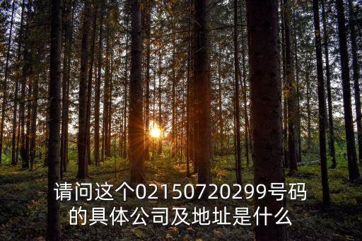 請問這個02150720299號碼的具體公司及地址是什么