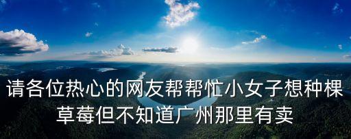 請各位熱心的網(wǎng)友幫幫忙小女子想種棵草莓但不知道廣州那里有賣
