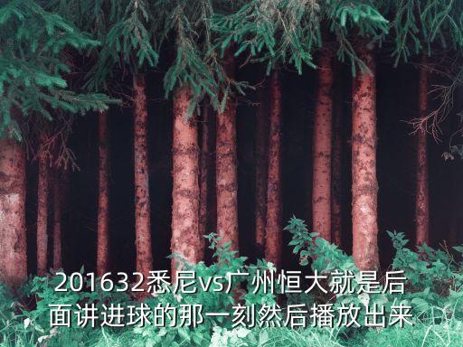 201632悉尼vs廣州恒大就是后面講進球的那一刻然后播放出來