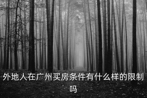 外地人在廣州買房條件有什么樣的限制嗎