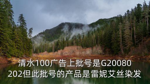 清水100廣告上批號是G20080202但此批號的產品是雷妮艾絲染發