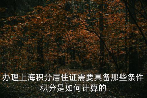 辦理上海積分居住證需要具備那些條件積分是如何計算的