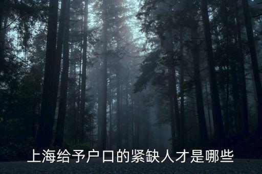 上海給予戶口的緊缺人才是哪些