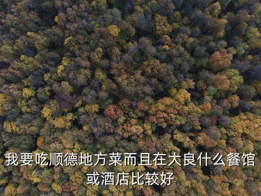 我要吃順德地方菜而且在大良什么餐館或酒店比較好