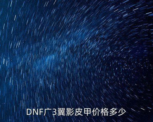 DNF廣3翼影皮甲價格多少
