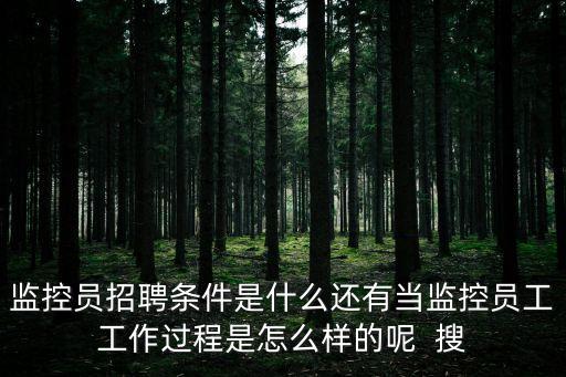 監控員招聘條件是什么還有當監控員工工作過程是怎么樣的呢  搜
