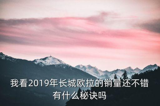 我看2019年長城歐拉的銷量還不錯有什么秘訣嗎