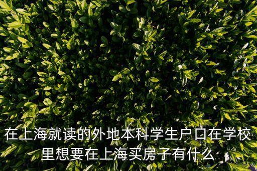在上海就讀的外地本科學(xué)生戶口在學(xué)校里想要在上海買房子有什么