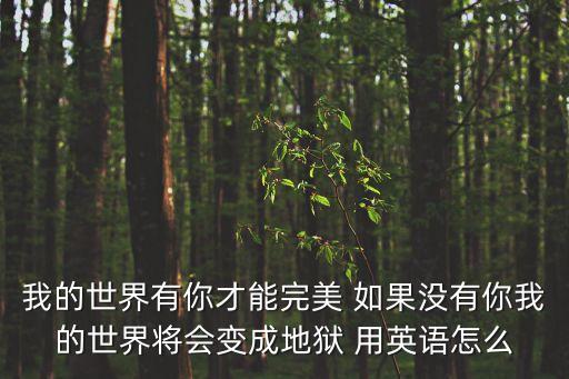 我的世界有你才能完美 如果沒有你我的世界將會變成地獄 用英語怎么