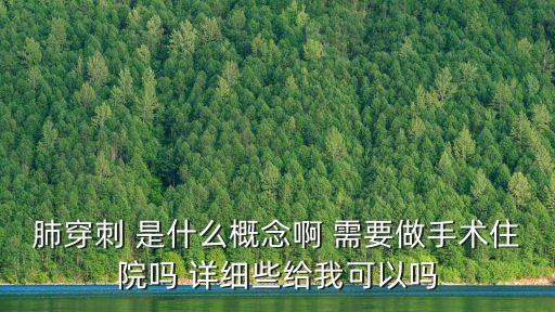 肺穿刺 是什么概念啊 需要做手術住院嗎 詳細些給我可以嗎