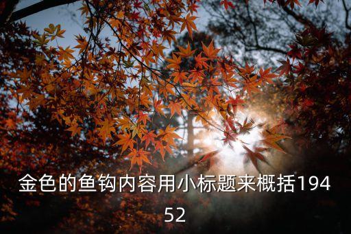 金色的魚鉤主要內容，金色的魚鉤內容用小標題來概括19452