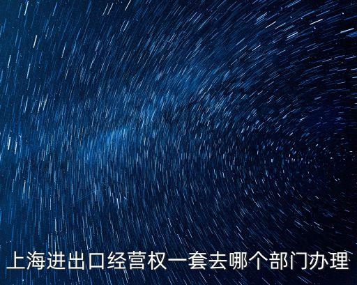 上海進出口經營權一套去哪個部門辦理