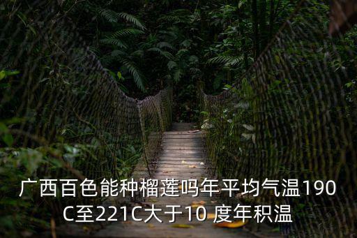 廣西榴蓮，廣西百色能種榴蓮嗎年平均氣溫190C至221C大于10 度年積溫