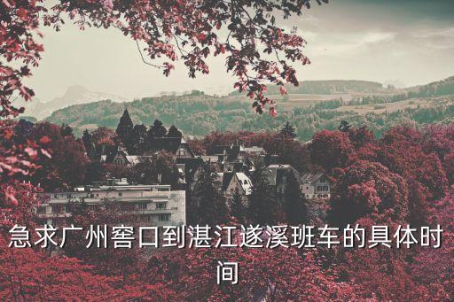 急求廣州窖口到湛江遂溪班車的具體時(shí)間