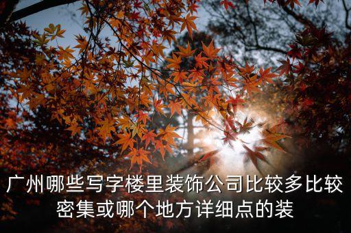 廣州哪些寫字樓里裝飾公司比較多比較密集或哪個(gè)地方詳細(xì)點(diǎn)的裝