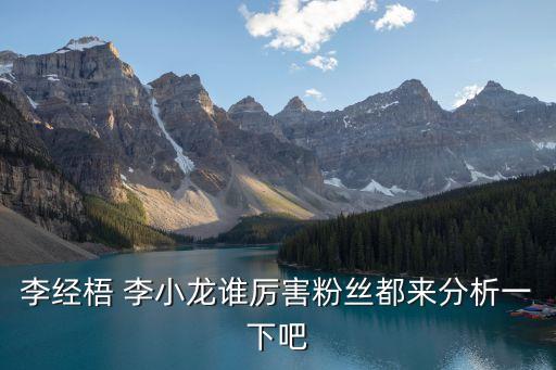 李經梧，李經梧 李小龍誰厲害粉絲都來分析一下吧