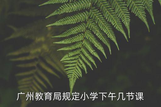 廣州教育局規定小學下午幾節課