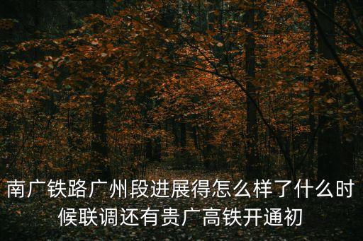 南廣鐵路廣州段進展得怎么樣了什么時候聯調還有貴廣高鐵開通初