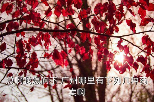 急啊我想問下 廣州哪里有下列幾種藥賣啊