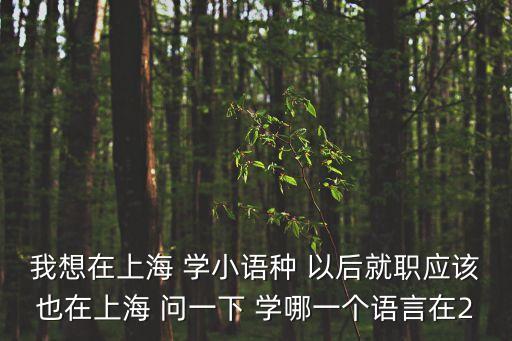 我想在上海 學小語種 以后就職應該也在上海 問一下 學哪一個語言在2