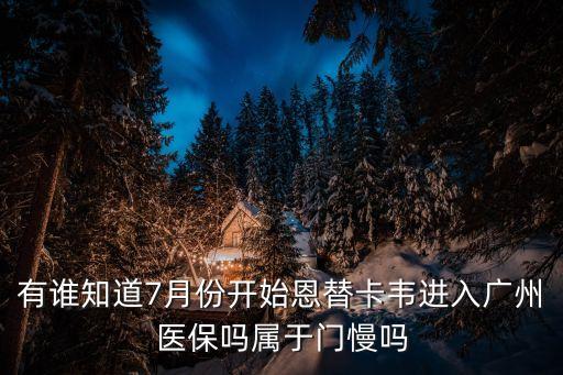 有誰知道7月份開始恩替卡韋進入廣州醫(yī)保嗎屬于門慢嗎
