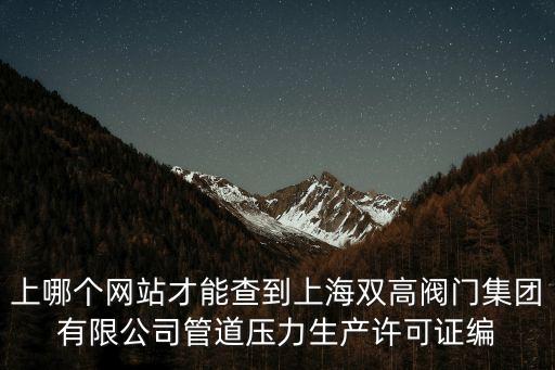 上哪個(gè)網(wǎng)站才能查到上海雙高閥門(mén)集團(tuán)有限公司管道壓力生產(chǎn)許可證編