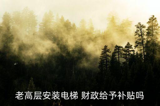 老高層安裝電梯 財政給予補貼嗎