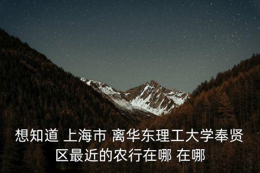 想知道 上海市 離華東理工大學奉賢區最近的農行在哪 在哪