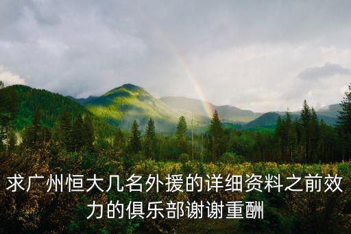 求廣州恒大幾名外援的詳細資料之前效力的俱樂部謝謝重酬