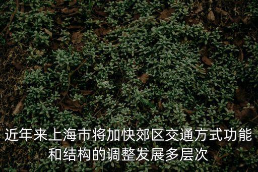 近年來上海市將加快郊區交通方式功能和結構的調整發展多層次