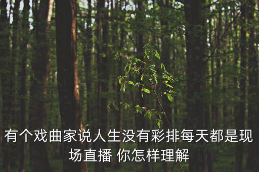 人生沒有彩排，生活沒有彩排的機(jī)會(huì)是誰說的