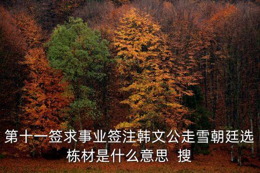 第十一簽求事業(yè)簽注韓文公走雪朝廷選棟材是什么意思  搜
