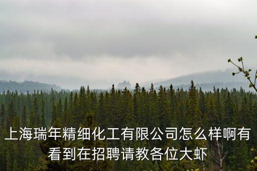上海瑞年精細化工有限公司怎么樣啊有看到在招聘請教各位大蝦