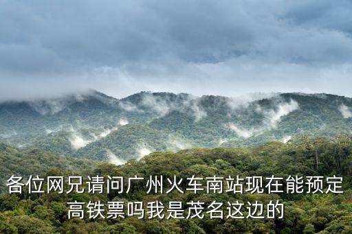 各位網(wǎng)兄請(qǐng)問廣州火車南站現(xiàn)在能預(yù)定高鐵票嗎我是茂名這邊的