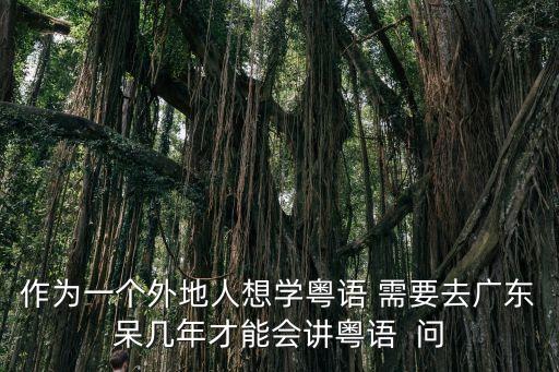 作為一個外地人想學粵語 需要去廣東呆幾年才能會講粵語  問