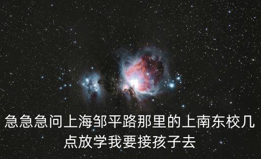 急急急問上海鄒平路那里的上南東校幾點放學我要接孩子去
