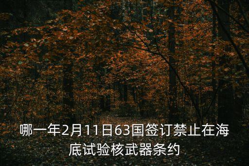 禁止核武器條約，哪一年2月11日63國簽訂禁止在海底試驗核武器條約