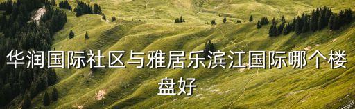 華潤國際社區與雅居樂濱江國際哪個樓盤好