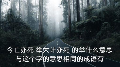 今亡亦死 舉大計亦死 的舉什么意思與這個字的意思相同的成語有