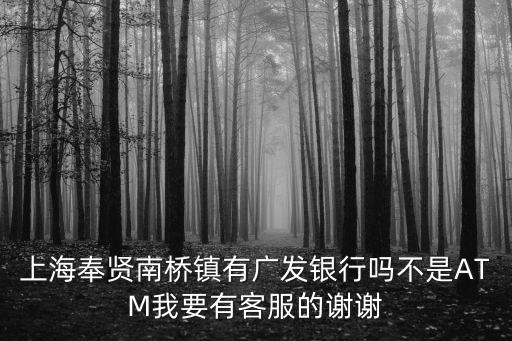 上海市奉賢區廣大銀行，上海奉賢南橋鎮有廣發銀行嗎不是ATM我要有客服的謝謝