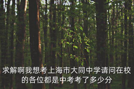 求解啊我想考上海市大同中學請問在校的各位都是中考考了多少分