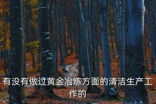 上海市清潔生產(chǎn)工作，有沒有做過黃金冶煉方面的清潔生產(chǎn)工作的