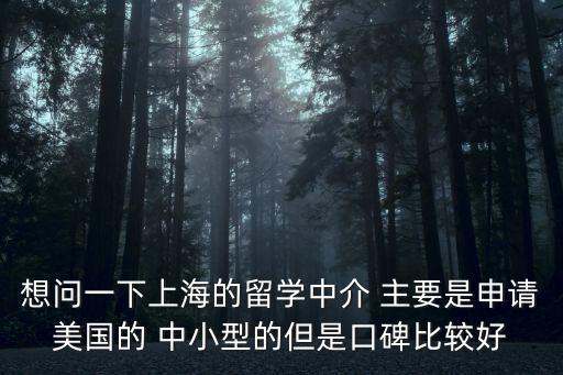 想問一下上海的留學(xué)中介 主要是申請美國的 中小型的但是口碑比較好