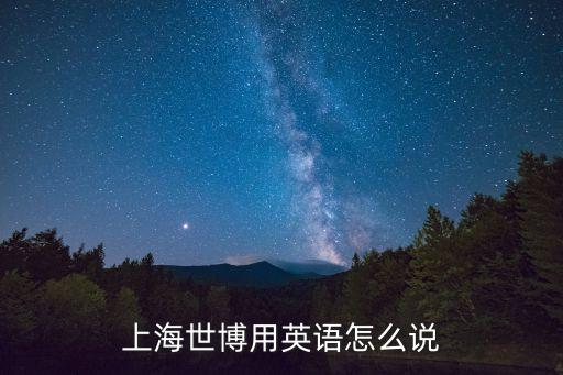 上海世博用英語怎么說