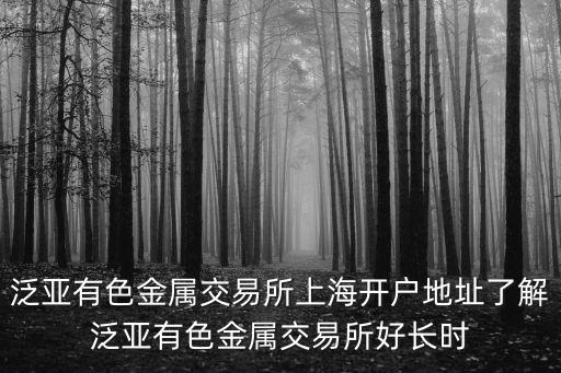 泛亞有色金屬交易所上海開戶地址了解泛亞有色金屬交易所好長時