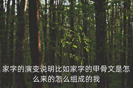 家字的演變說(shuō)明比如家字的甲骨文是怎么來(lái)的怎么組成的我